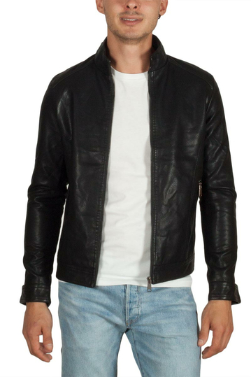 Just Boy δέρμα-look biker jacket μαύρο με λευκή ρίγα