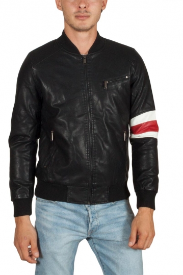 Just Boy leather-look bomber jacket black