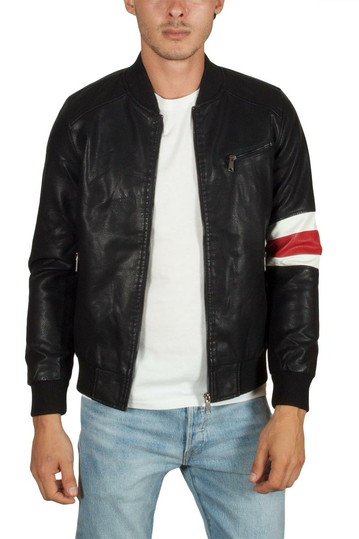 Just Boy δέρμα-look bomber jacket μαύρο