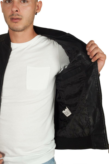 Just Boy δέρμα-look bomber jacket μαύρο