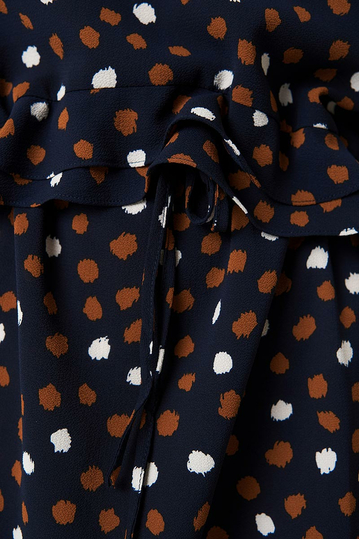 Rut & Circle Dotty long sleeve mini dress navy