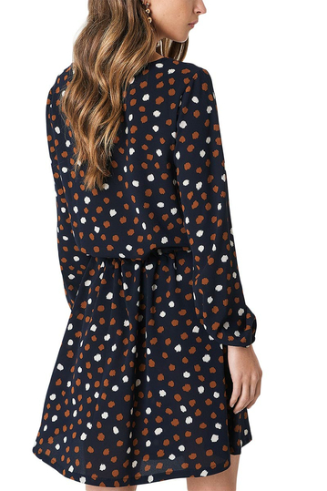 Rut & Circle Dotty long sleeve mini dress navy