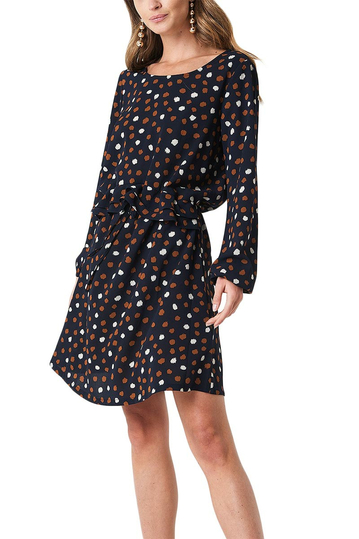 Rut & Circle Dotty long sleeve mini dress navy