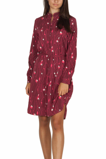 Soft Rebels Faith long sleeve button front dress crimson