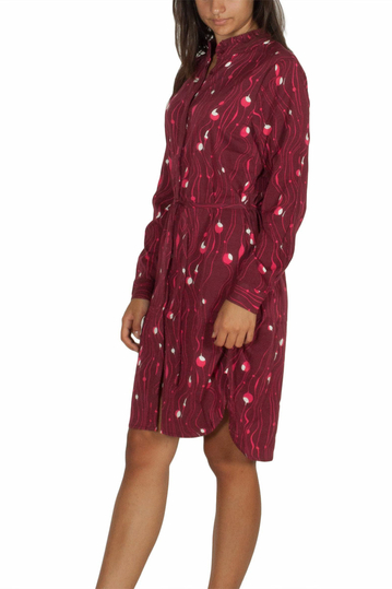 Soft Rebels Faith μακρυμάνικο φόρεμα βυσσινί με κουμπιά