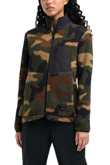 Herschel Supply Co. women's sherpa full zip jacket woodland camo