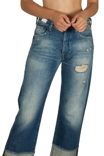 Replay Renalei cropped boy fit jeans blue
