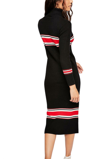 Free People sport stripe πλεκτό μίντι φόρεμα μαύρο