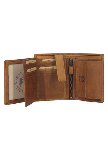 Hill Burry men's leather vertical wallet tan v88802