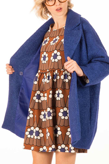 Minueto Rocket boucle coat royal blue with back patch