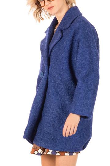 Minueto Rocket boucle coat royal blue with back patch