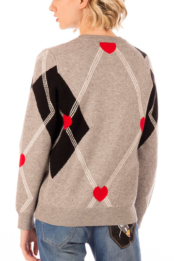 Minueto School jaquard sweater grey melange