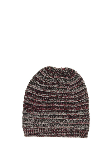 Men's beanie grey-bordeaux marl