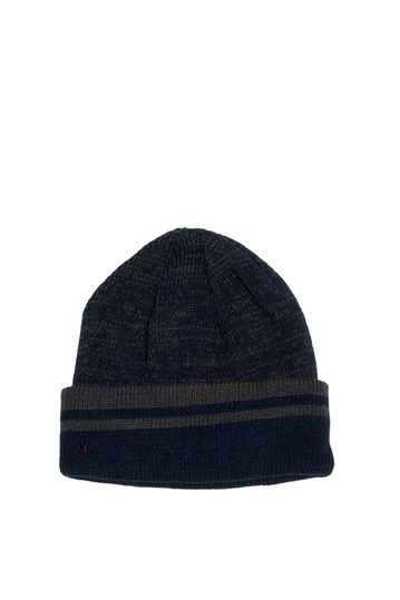 Men's fleece lined turn up beanie blue marl