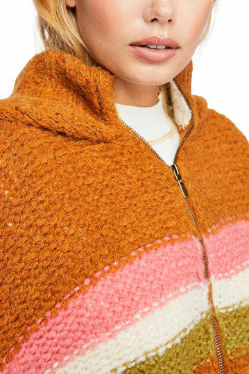 Free People Desert sunrise hooded poncho camel