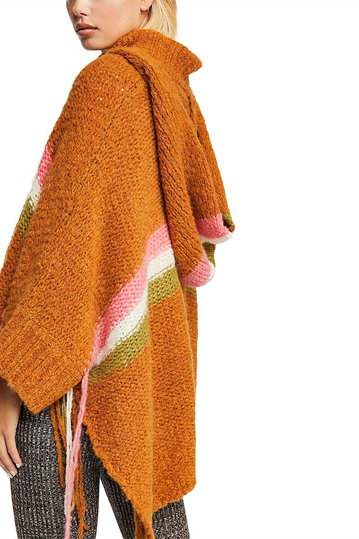 Free People Desert sunrise hooded poncho camel