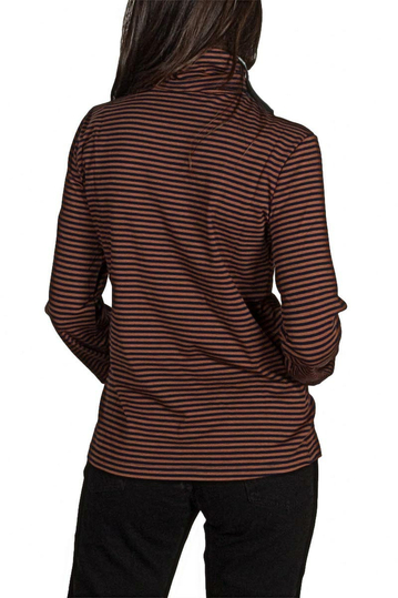 Minimum Arva μακρυμάνικη ζιβάγκο μπλούζα ριγέ μπλε-κεραμιδί