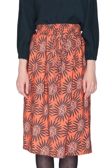 Pepaloves Nicole midi skirt orange with paisley print