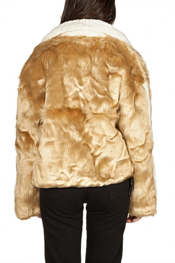 Story Of Lola Amber faux fur jacket camel