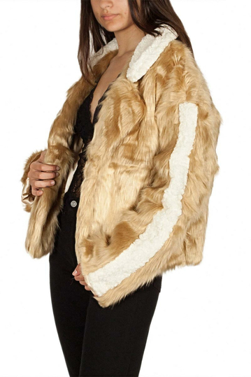 Story Of Lola Amber faux fur jacket camel