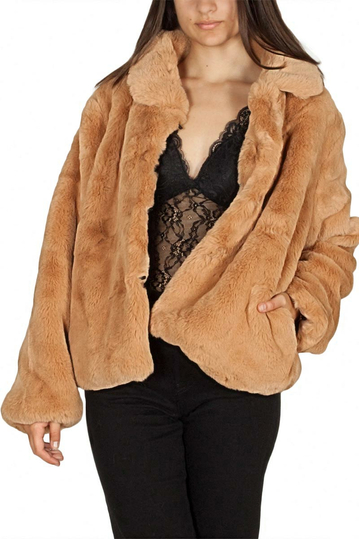 Story Of Lola Luna faux fur jacket camel