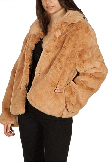 Story Of Lola Luna faux fur jacket camel
