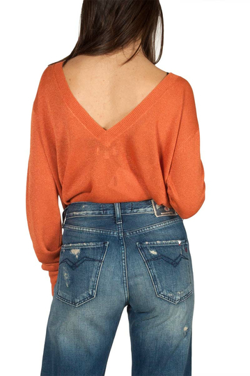 Pepaloves Elena V-back viscose sweater orange