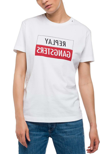 Replay mirrored logo t-shirt white