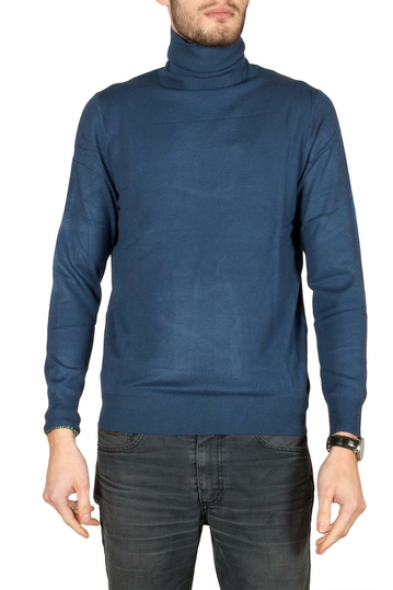 Men's turtleneck viscose jumper indigo