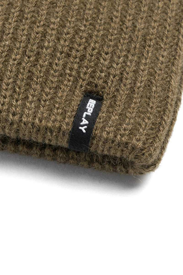 Replay men's knit beanie khaki