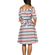 Migle + me cold shoulder striped dress with 3/4 sleeves