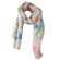 Scarf light grey with colorful leaves and sequins