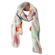 Scarf white with colorful leaves and sequins