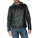 PU biker jacket black with contrast hood