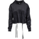 Urban Classics cropped velvet hoodie black