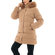 Biston long puffer jacket with hood camel