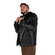 Men's faux leather jacket with detachable hood