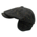 Wool flat cap with earflaps in tweed black