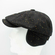 Wool flat cap with earflaps in tweed black