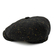 Wool flat cap with earflaps in tweed black