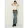 The Ragged Priest Distressed Denim Maxi Skirt With Snake Print