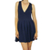 Deep V-neck cut out back skater dress in navy