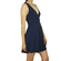 Deep V-neck cut out back skater dress in navy