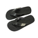 Men's flip flop sandals leather-canvas in black-grey