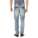 Men's distressed jeans with check patches