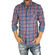 Missone men's blue checked shirt with denim details