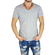 Men's V-neck t-shirt in stretch rib grey melange