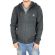 Men's zipped cardigan with hood in charcoal marl