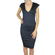 V front bodycon midi dress navy