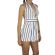 Striped playsuit with deep V-neck